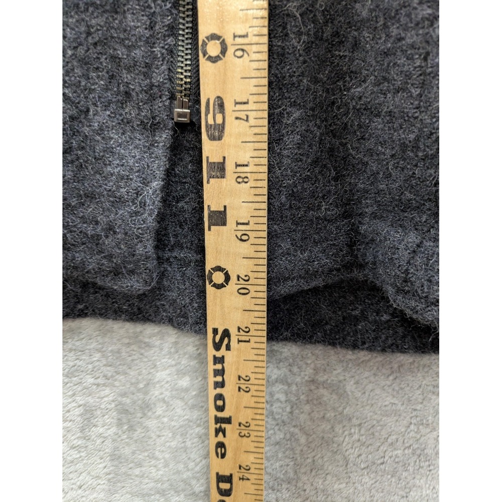 Tweeds Jacket Womens PL Gray Boiled Wool Ruffle Collar Full Zip Knit Short - Picture 6 of 8
